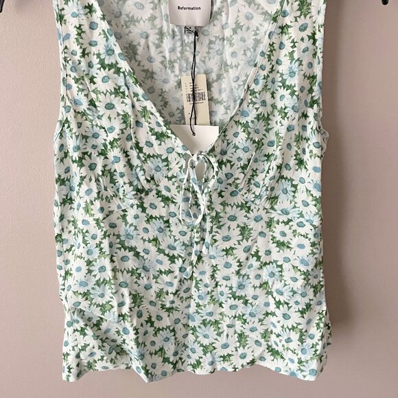 NWT Anthropologie Reformation Miri V-Neck Top in Daisy Meadow size 4 - Picture 9 of 9